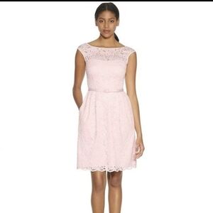 White House Black Market Pink Tulip Lace Dress With Pockets Size 8
